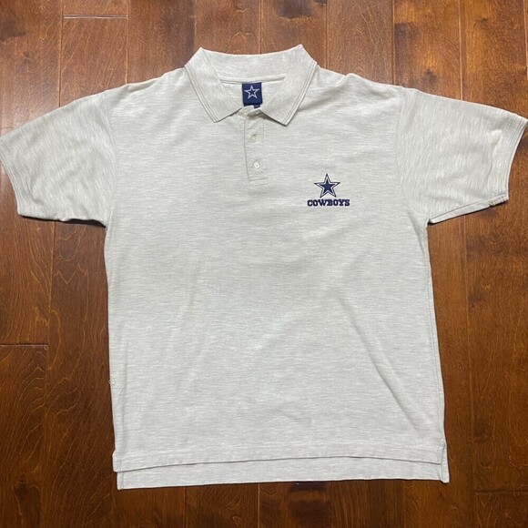 NFL Dallas Cowboys Football Light Grey Polo Shirt Cotton Men's Size Large - Picture 3 of 7